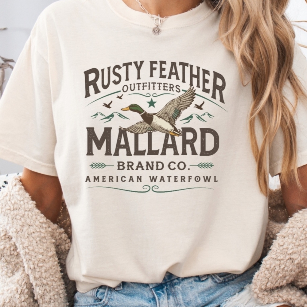 Willow Boutique Comfort Colors Cream 'Rusty Feather Mallard' Graphic Tee Duck